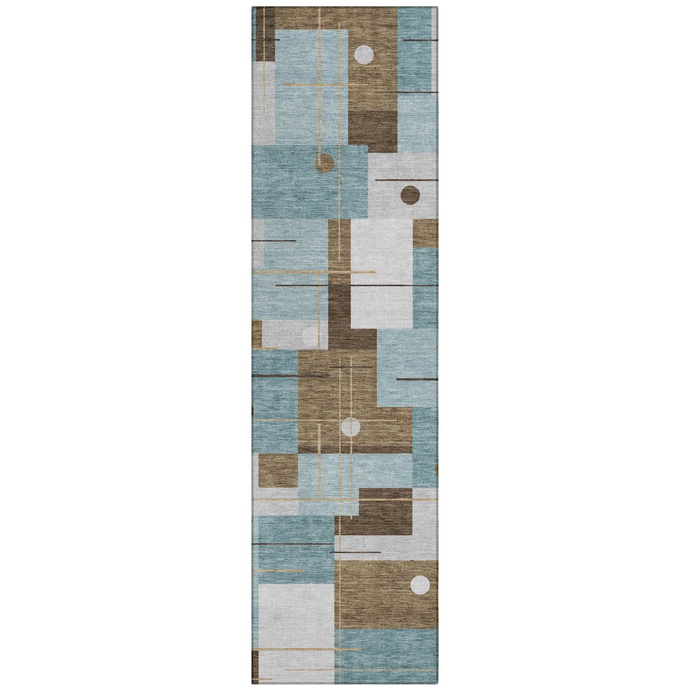 Machine Washable Indoor/Outdoor Chantille ACN2716 Teal 2'3" x 7'6" Runner Rug. Picture 1