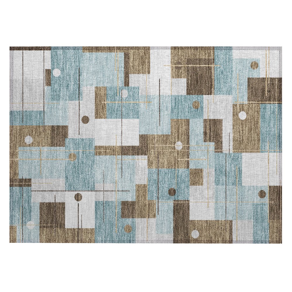 Machine Washable Indoor/Outdoor Chantille ACN2716 Teal 1'8" x 2'6" Rug. Picture 1