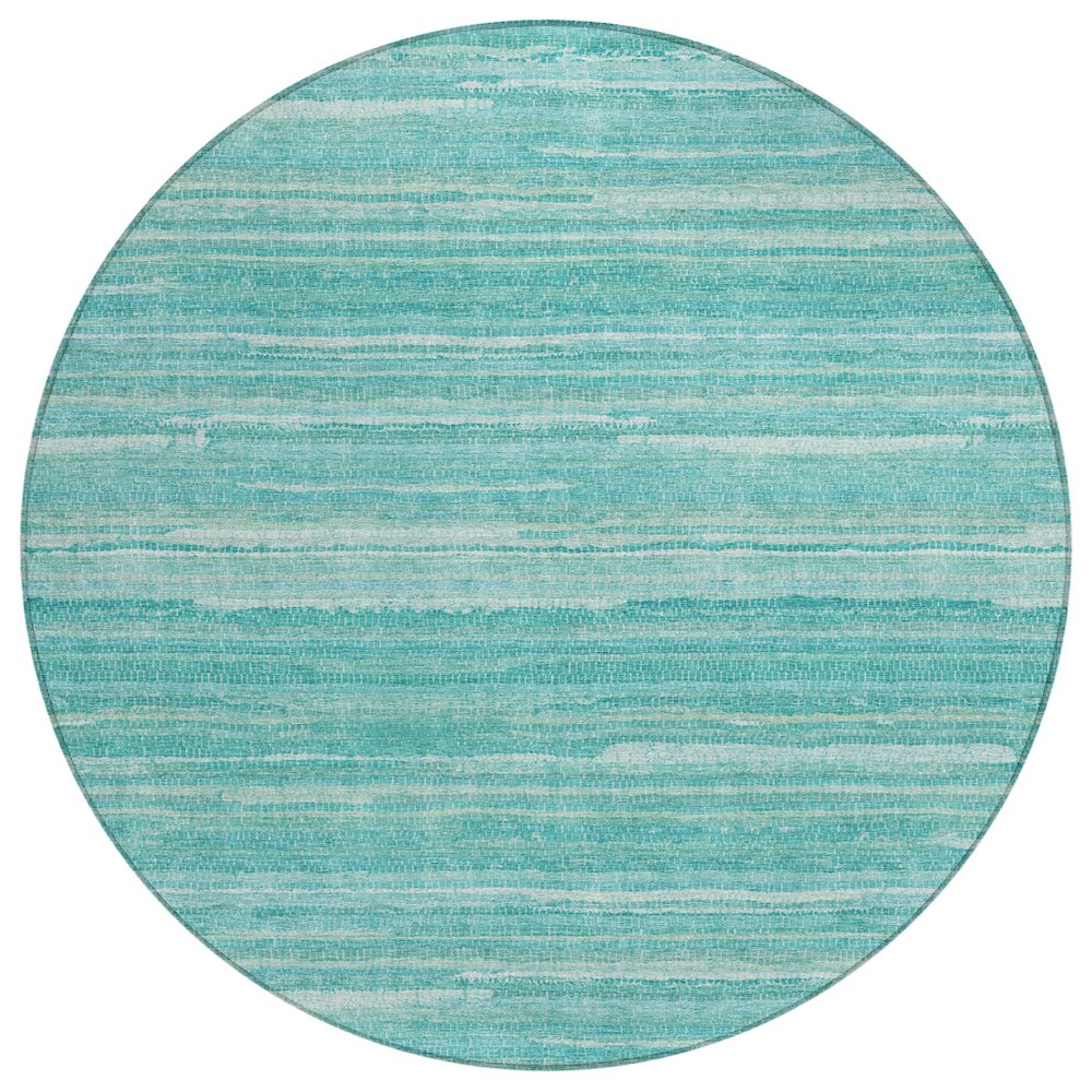 Machine Washable Indoor/Outdoor Chantille ACN2717 Teal 8' x 8' Round Rug. Picture 1