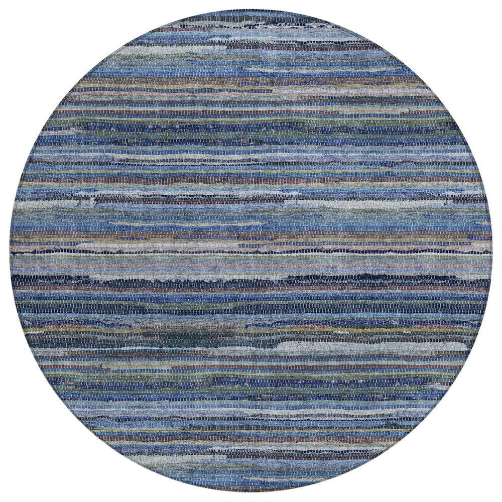 Machine Washable Indoor/Outdoor Chantille ACN2717 Blue 8' x 8' Round Rug. Picture 1