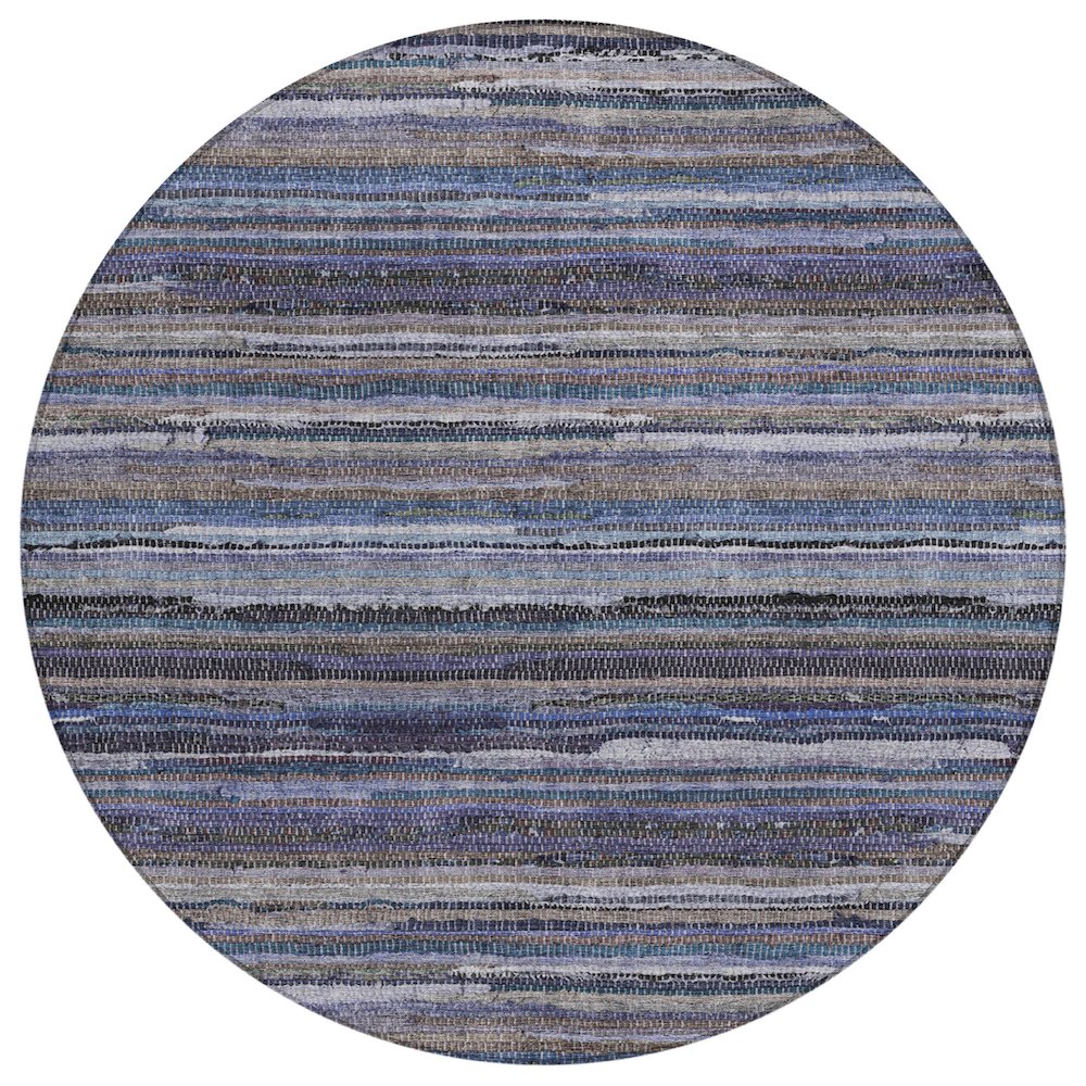 Machine Washable Indoor/Outdoor Chantille ACN2717 Brown 8' x 8' Round Rug. Picture 1