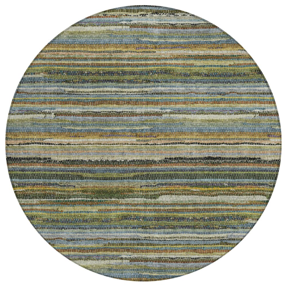 Machine Washable Indoor/Outdoor Chantille ACN2717 Green 8' x 8' Round Rug. Picture 1