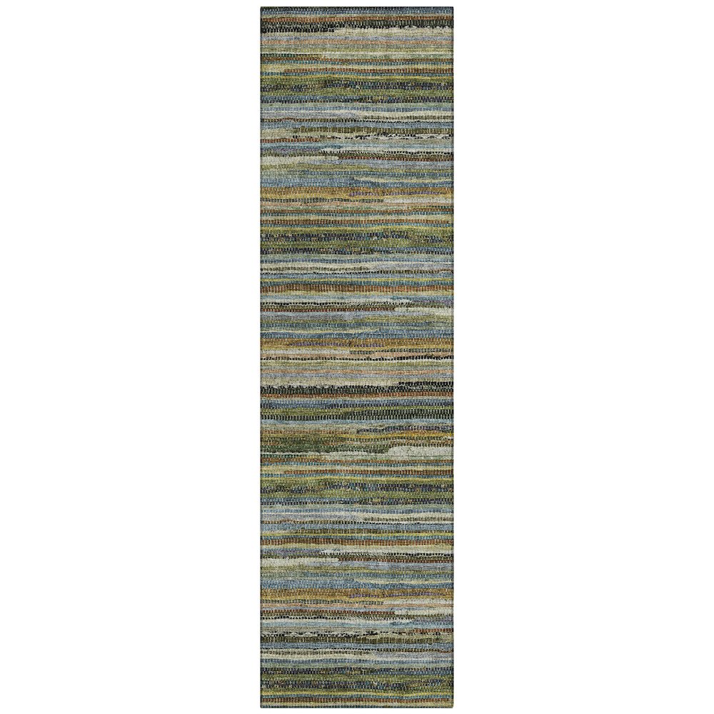 Machine Washable Indoor/Outdoor Chantille ACN2717 Green 2'3" x 7'6" Runner Rug. Picture 1