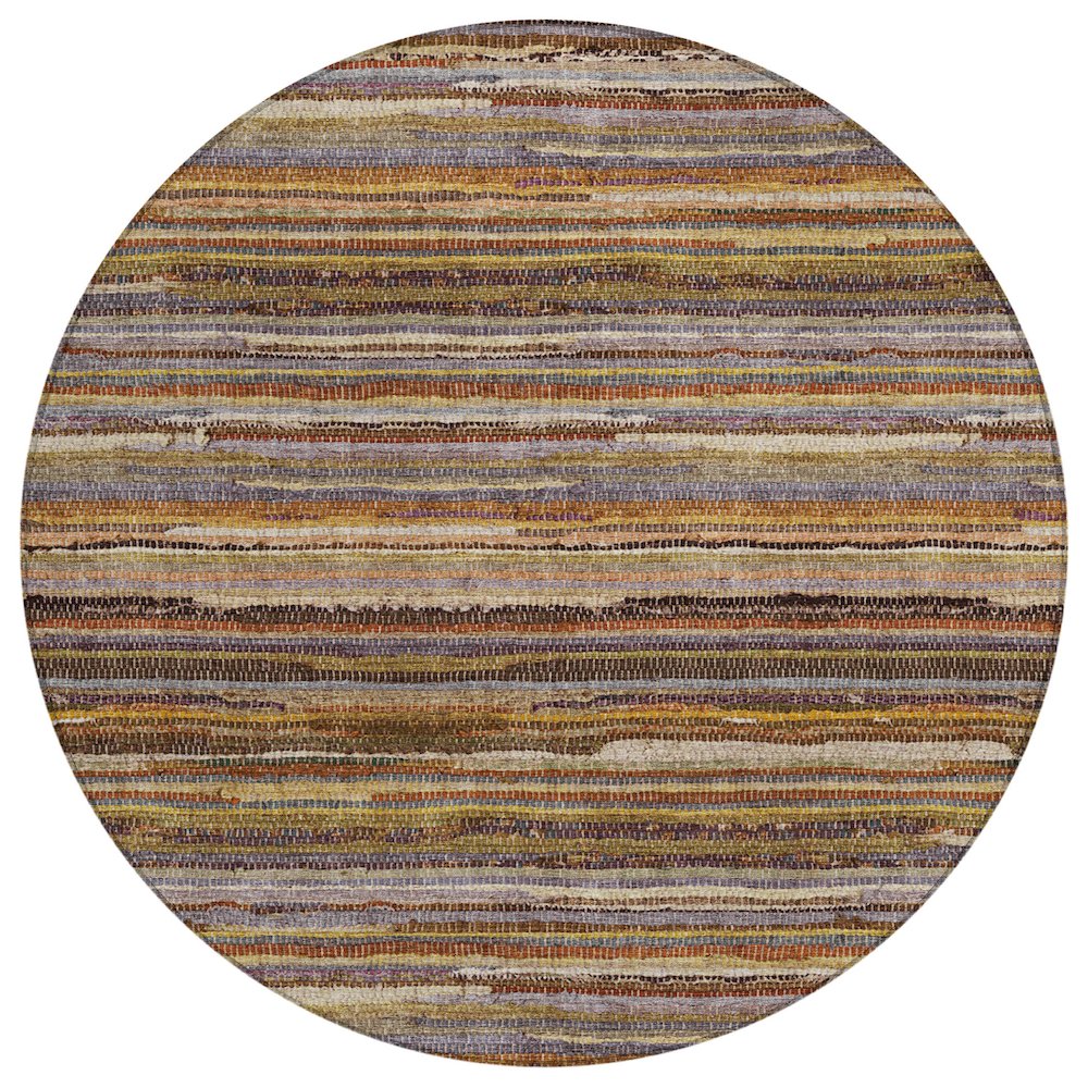 Machine Washable Indoor/Outdoor Chantille ACN2717 Orange 8' x 8' Round Rug. Picture 1