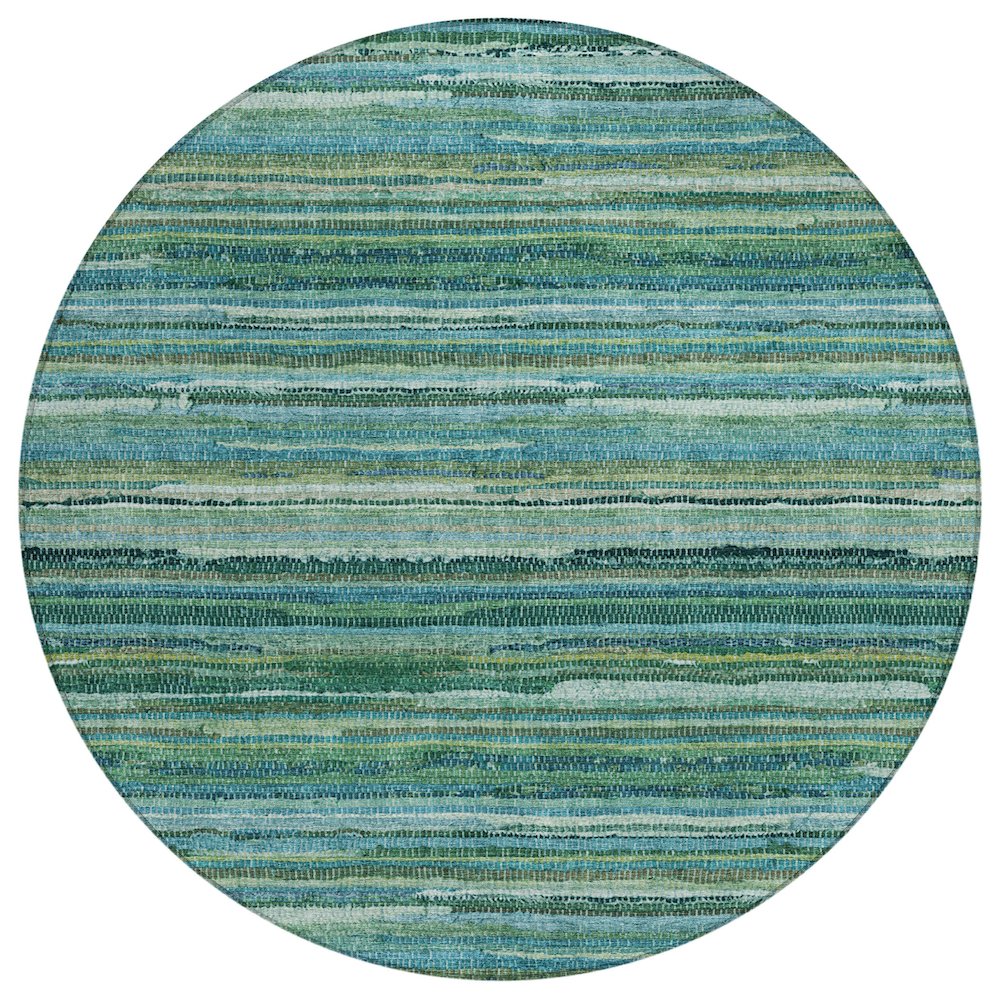 Machine Washable Indoor/Outdoor Chantille ACN2717 Teal 8' x 8' Round Rug. Picture 1