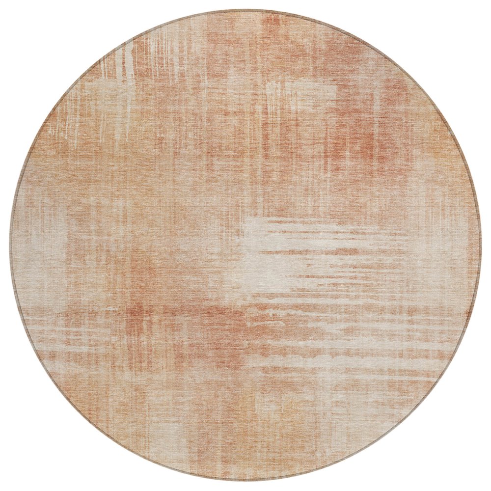 Machine Washable Indoor/Outdoor Chantille ACN2718 Orange 8' x 8' Round Rug. Picture 1