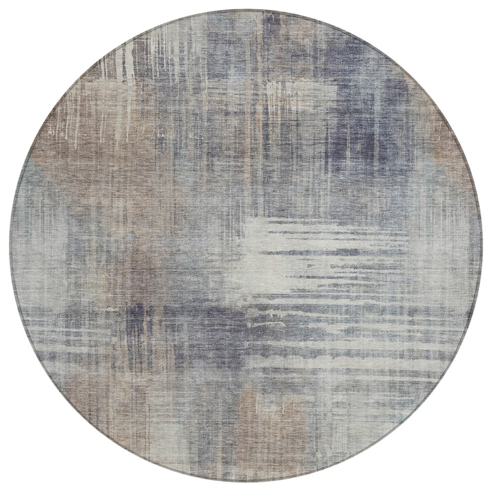 Machine Washable Indoor/Outdoor Chantille ACN2718 Brown 8' x 8' Round Rug. Picture 1