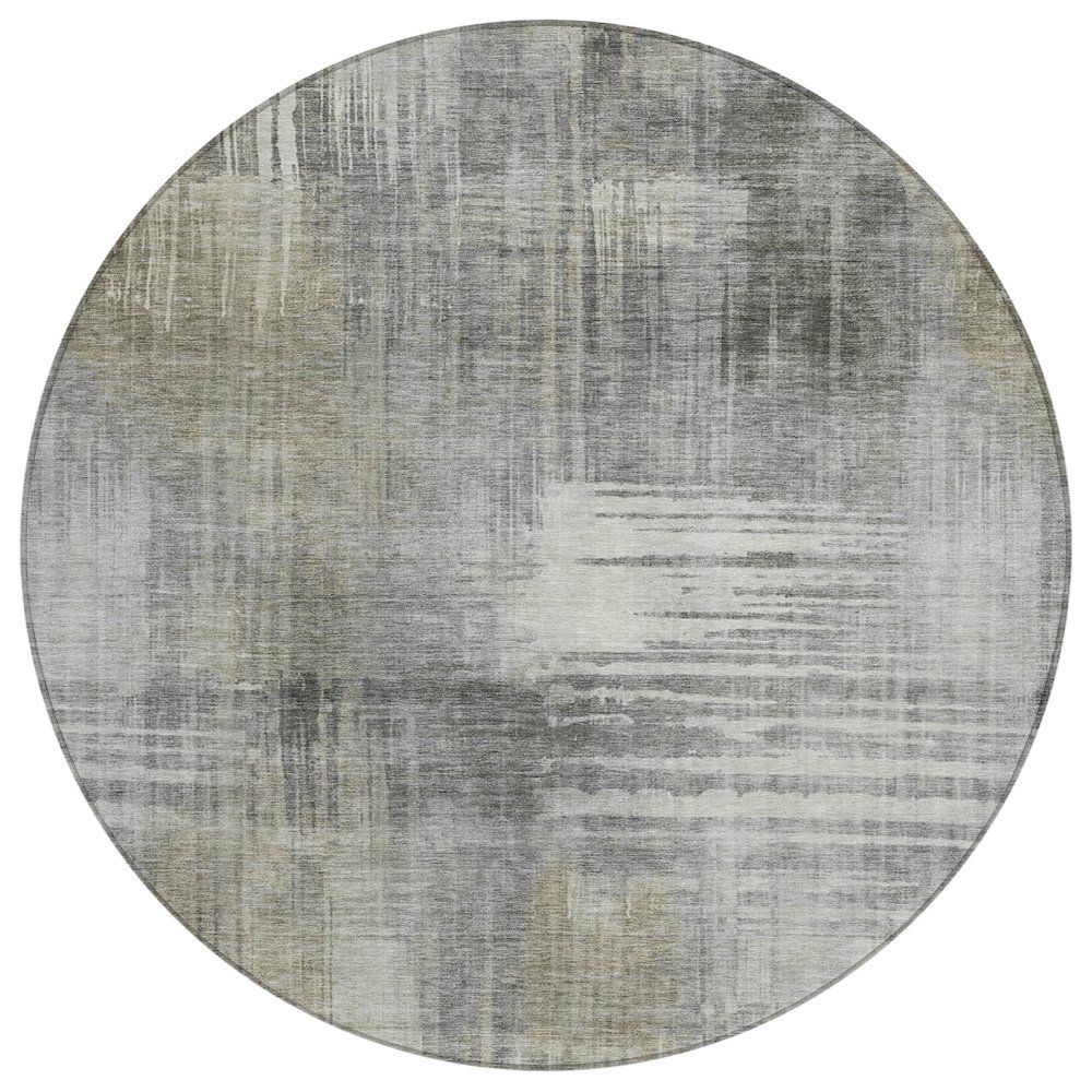 Machine Washable Indoor/Outdoor Chantille ACN2718 Gray 8' x 8' Round Rug. Picture 1