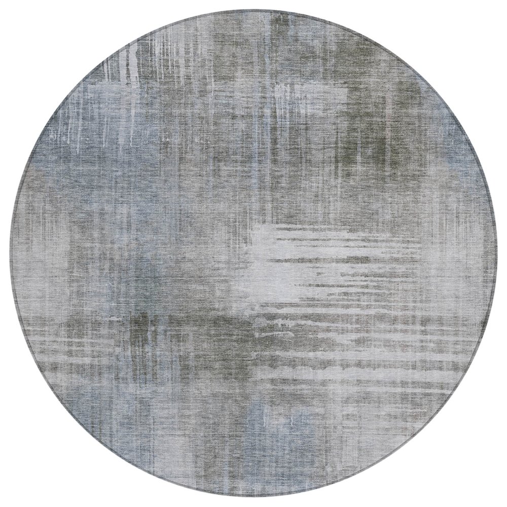 Machine Washable Indoor/Outdoor Chantille ACN2718 Brown 8' x 8' Round Rug. Picture 1