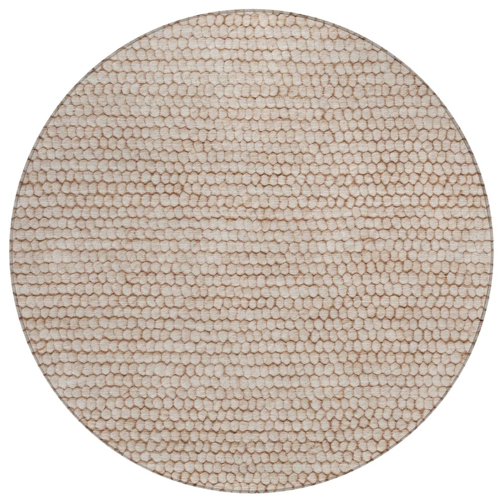 Machine Washable Indoor/Outdoor Chantille ACN2719 Brown 8' x 8' Round Rug. Picture 1