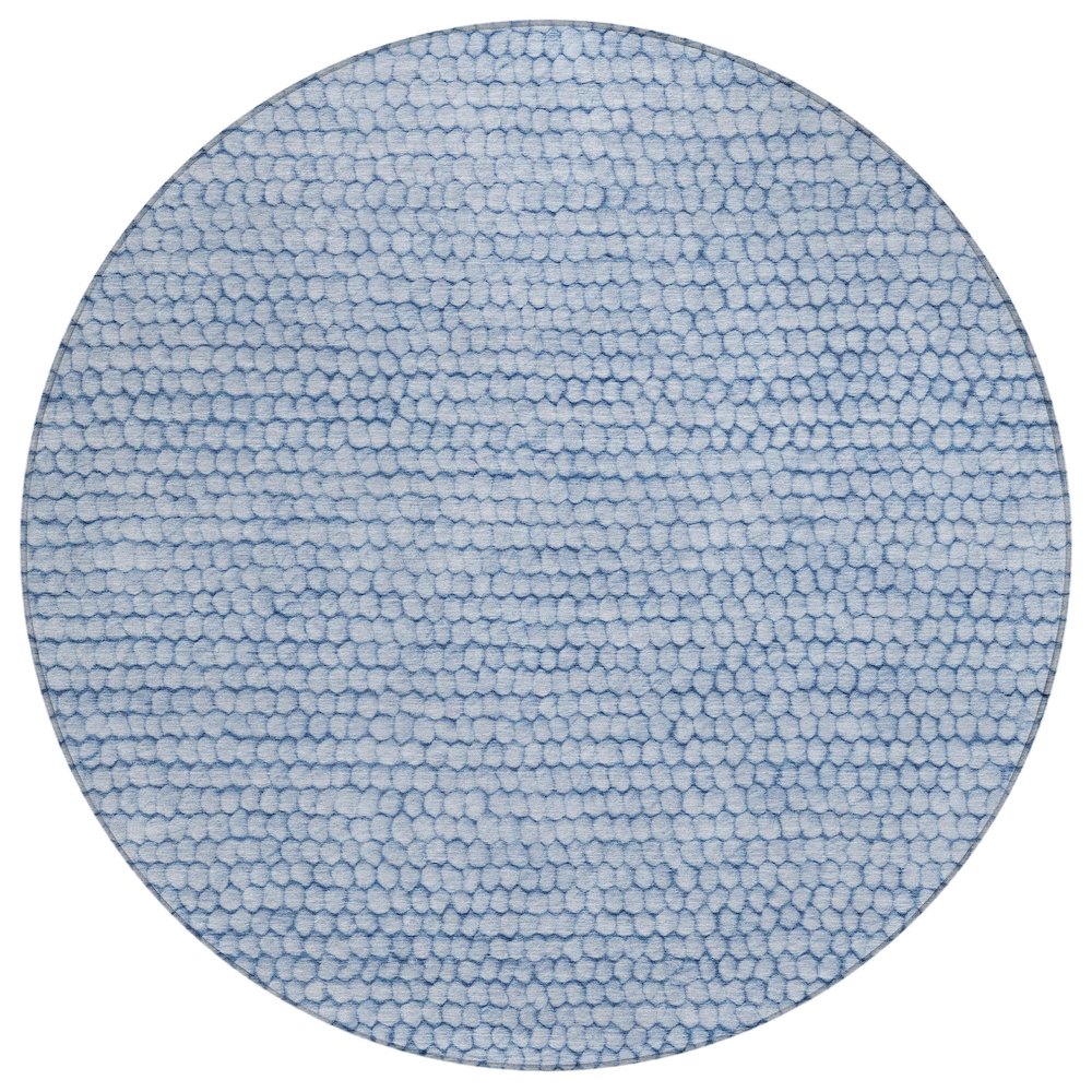 Machine Washable Indoor/Outdoor Chantille ACN2719 Blue 8' x 8' Round Rug. Picture 1