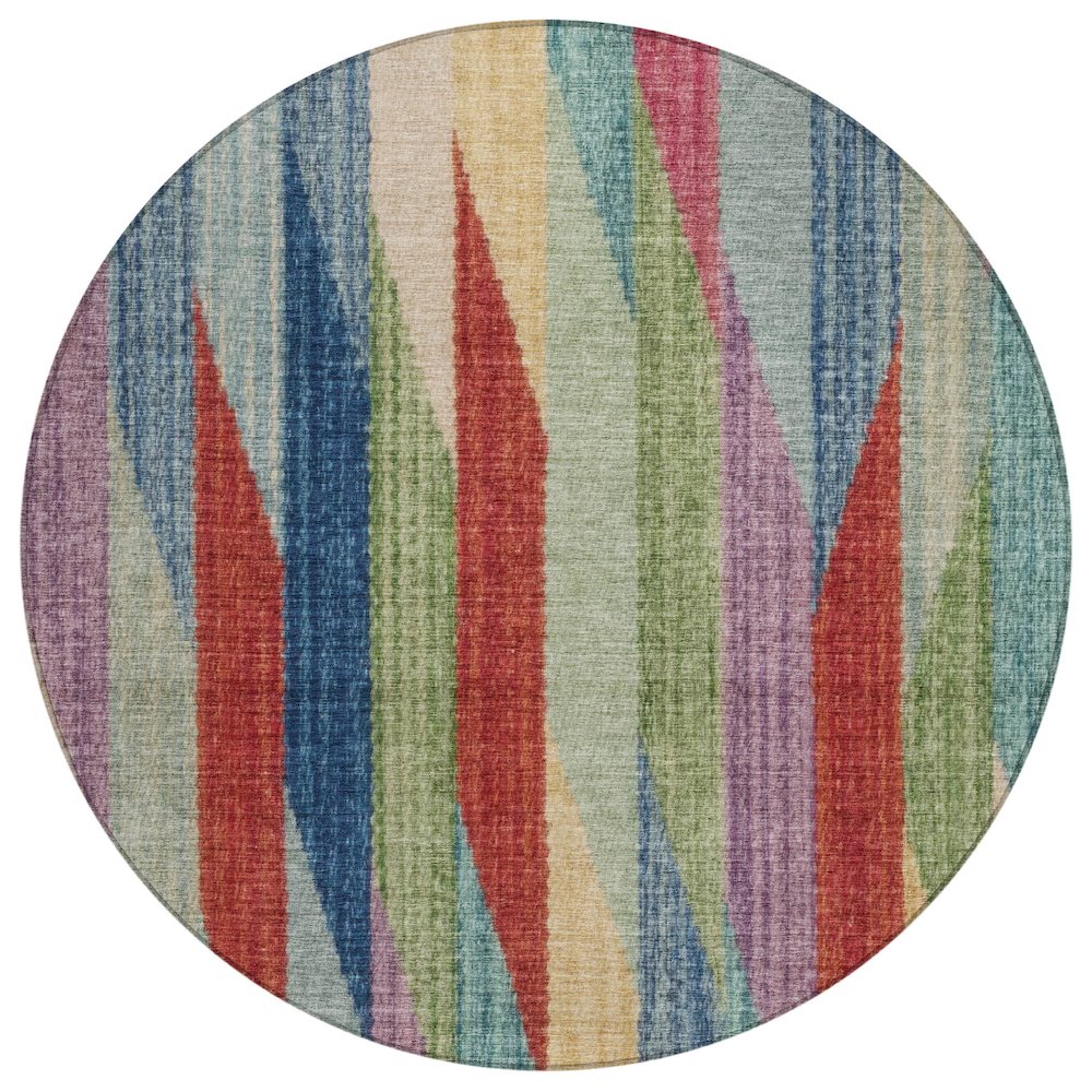 Machine Washable Indoor/Outdoor Chantille ACN2720 Blue 8' x 8' Round Rug. Picture 1