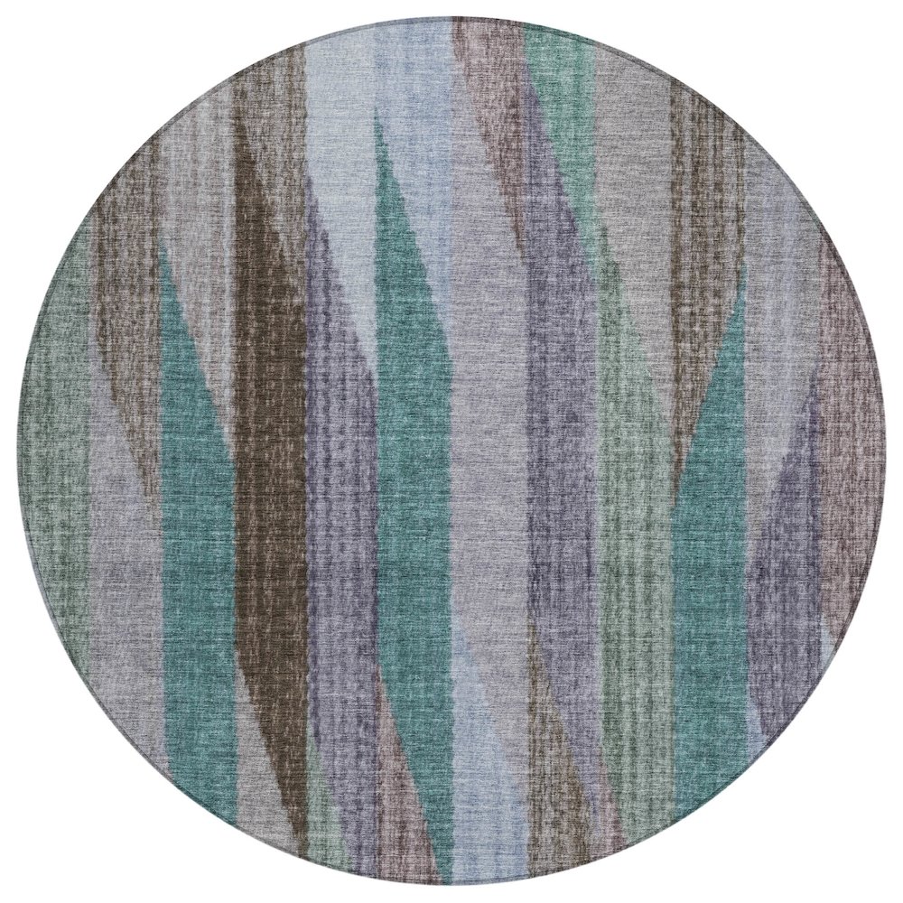 Machine Washable Indoor/Outdoor Chantille ACN2720 Brown 8' x 8' Round Rug. Picture 1