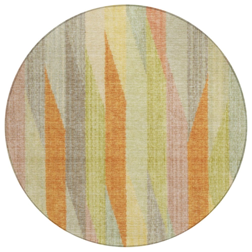 Machine Washable Indoor/Outdoor Chantille ACN2720 Gold 8' x 8' Round Rug. Picture 1