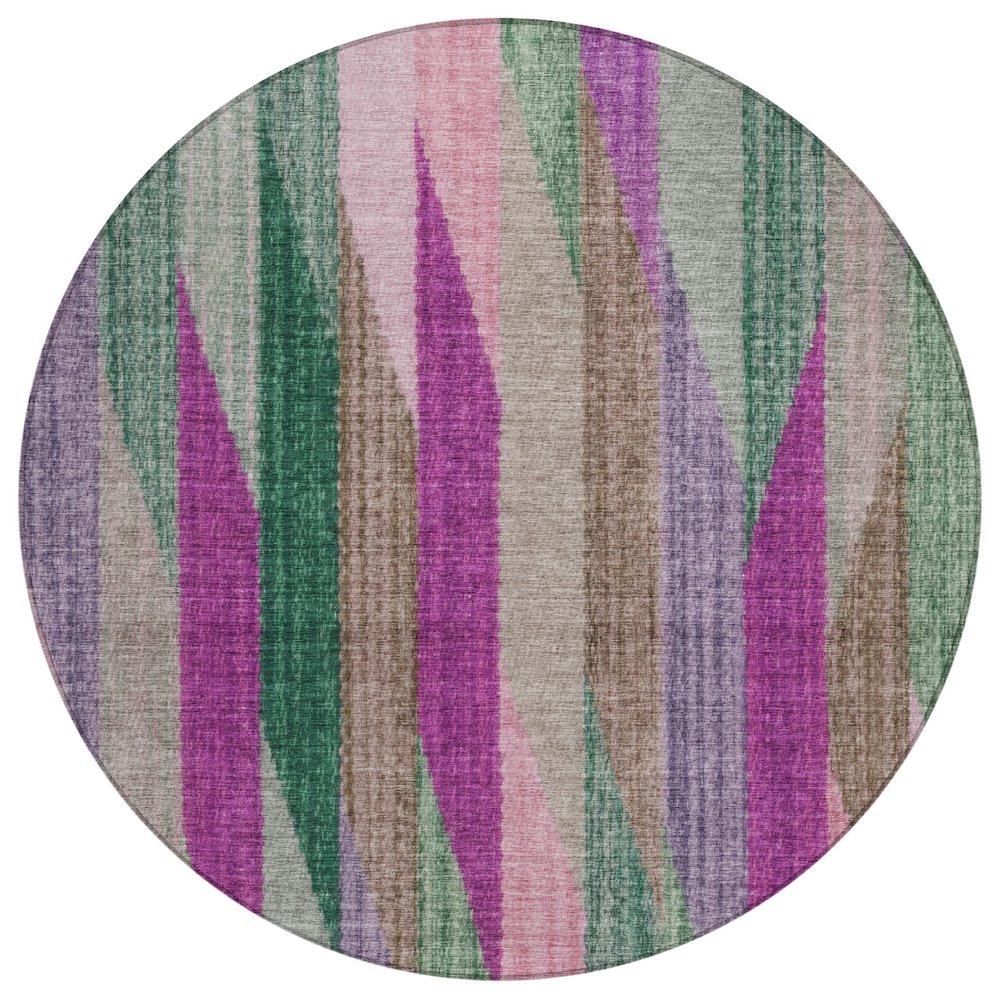 Machine Washable Indoor/Outdoor Chantille ACN2720 Pink 8' x 8' Round Rug. Picture 1