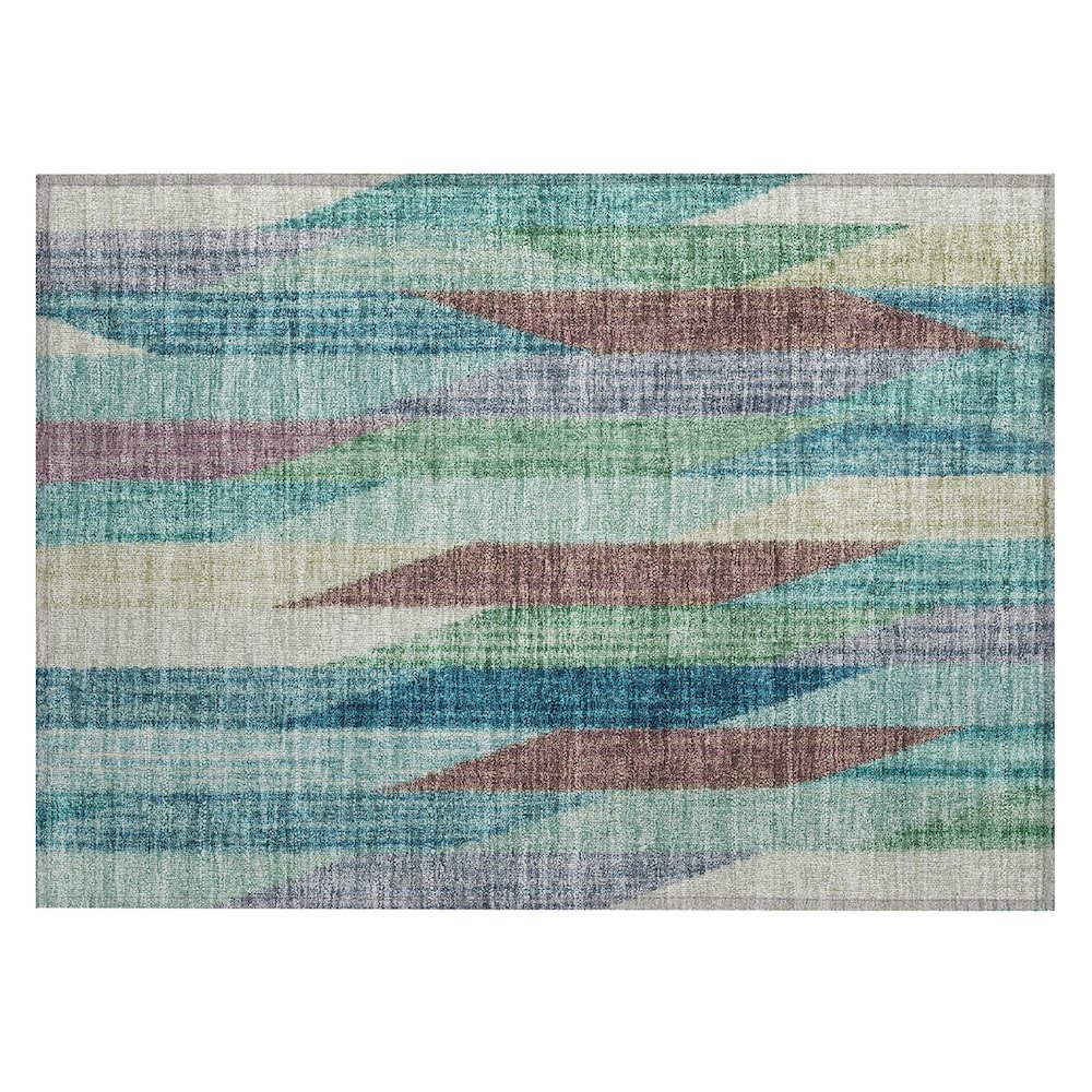 Machine Washable Indoor/Outdoor Chantille ACN2720 Teal 1'8" x 2'6" Rug. Picture 1