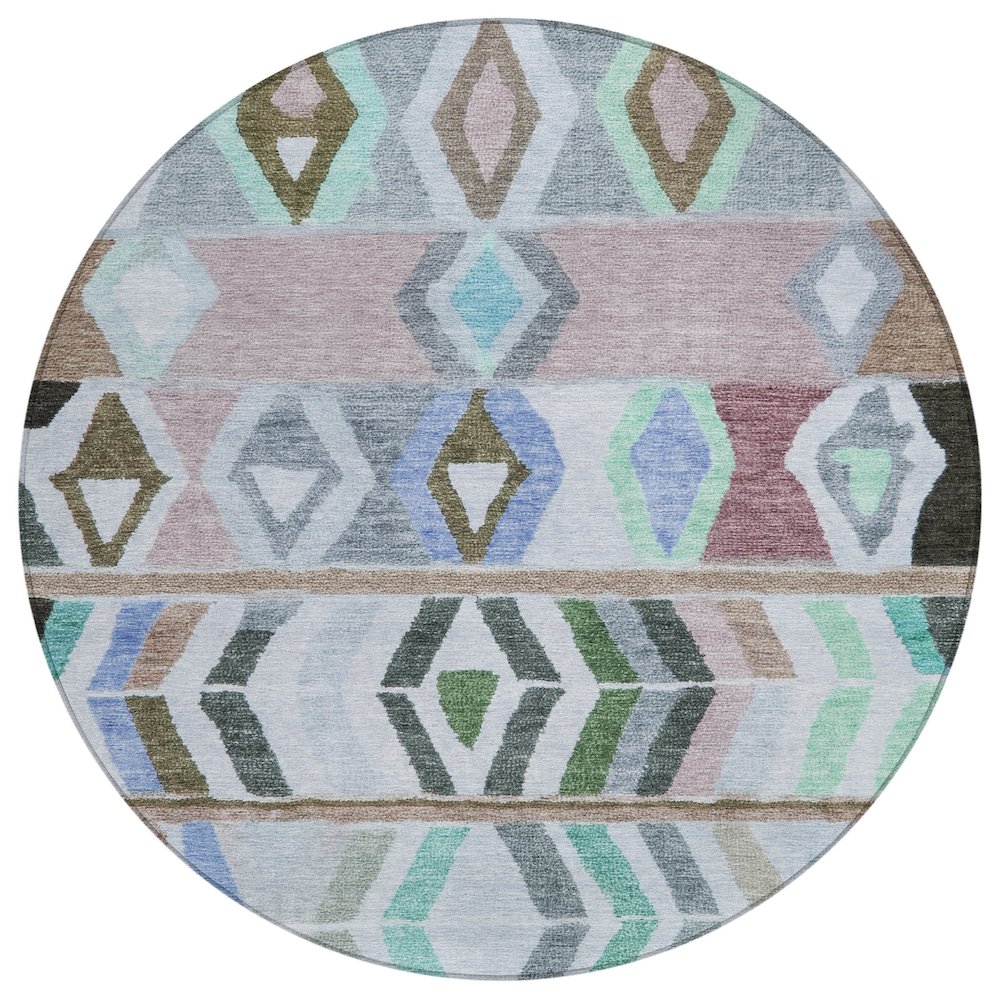 Machine Washable Indoor/Outdoor Chantille ACN2721 Brown 8' x 8' Round Rug. Picture 1