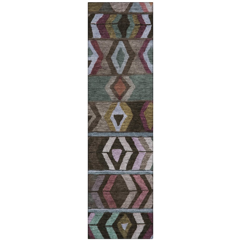 Machine Washable Indoor/Outdoor Chantille ACN2721 Brown 2'3" x 7'6" Runner Rug. Picture 1