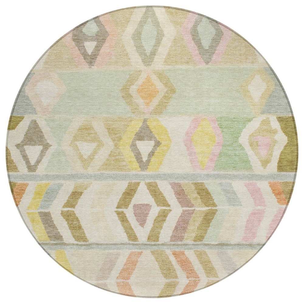 Machine Washable Indoor/Outdoor Chantille ACN2721 Brown 8' x 8' Round Rug. Picture 1