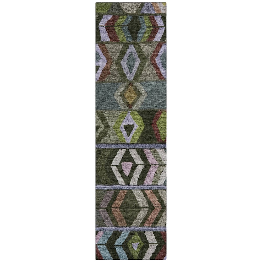 Machine Washable Indoor/Outdoor Chantille ACN2721 Green 2'3" x 7'6" Runner Rug. Picture 1