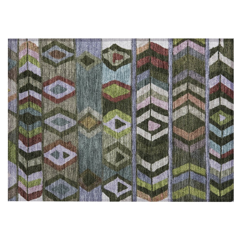 Machine Washable Indoor/Outdoor Chantille ACN2721 Green 1'8" x 2'6" Rug. Picture 1