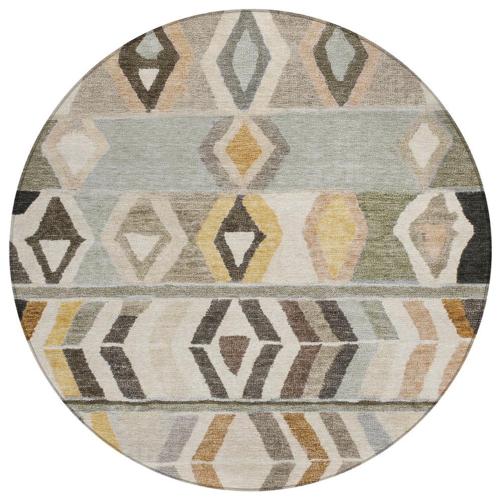 Machine Washable Indoor/Outdoor Chantille ACN2721 Gray 8' x 8' Round Rug. Picture 1