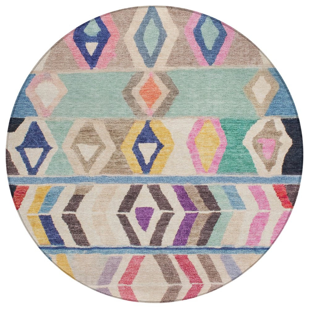 Machine Washable Indoor/Outdoor Chantille ACN2721 Pink 8' x 8' Round Rug. Picture 1