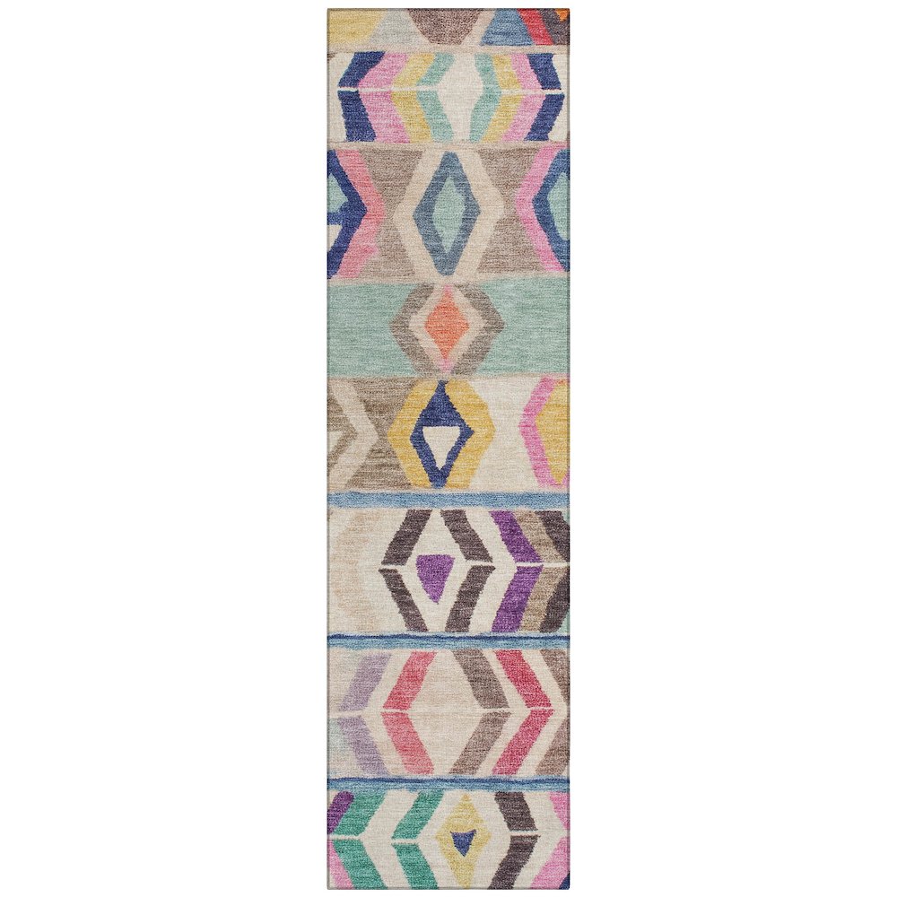 Machine Washable Indoor/Outdoor Chantille ACN2721 Pink 2'3" x 7'6" Runner Rug. Picture 1