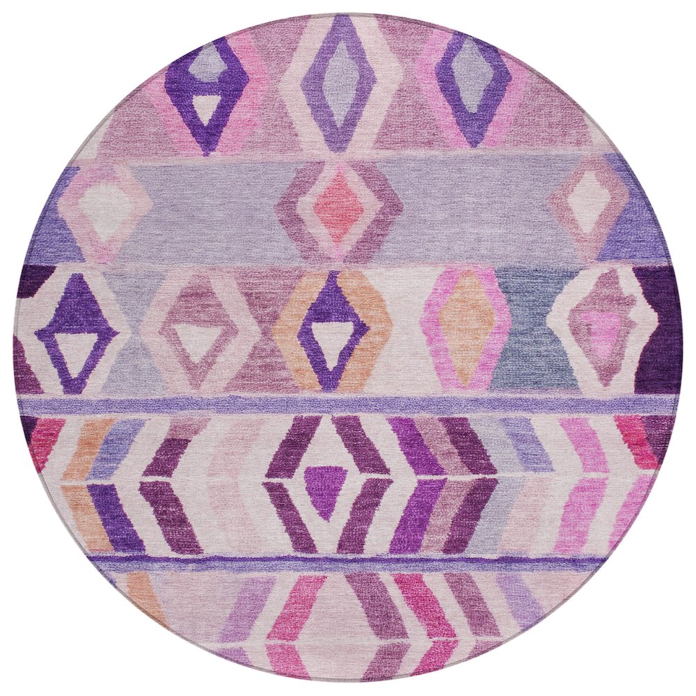 Machine Washable Indoor/Outdoor Chantille ACN2721 Purple 8' x 8' Round Rug. Picture 1