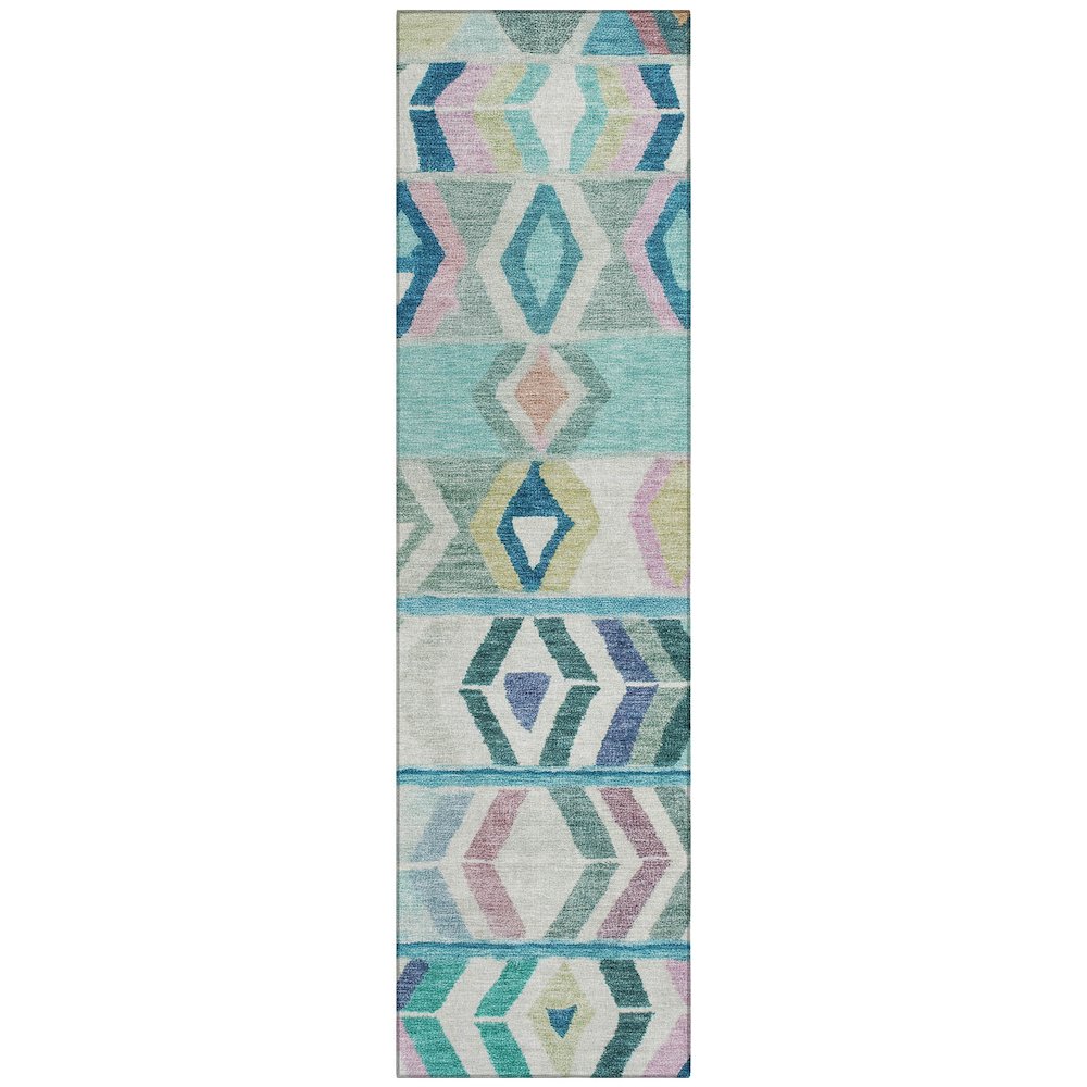 Machine Washable Indoor/Outdoor Chantille ACN2721 Teal 2'3" x 7'6" Runner Rug. Picture 1