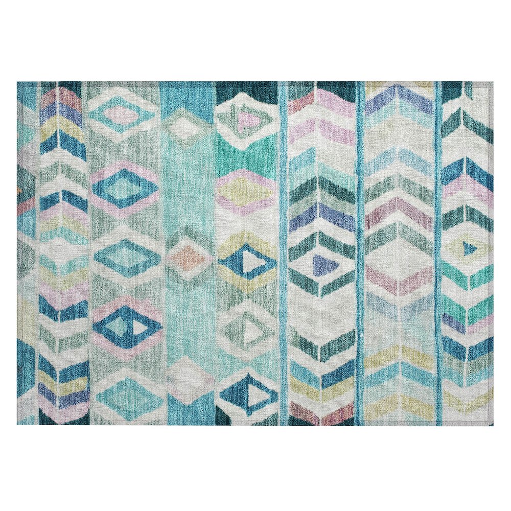 Machine Washable Indoor/Outdoor Chantille ACN2721 Teal 1'8" x 2'6" Rug. Picture 1