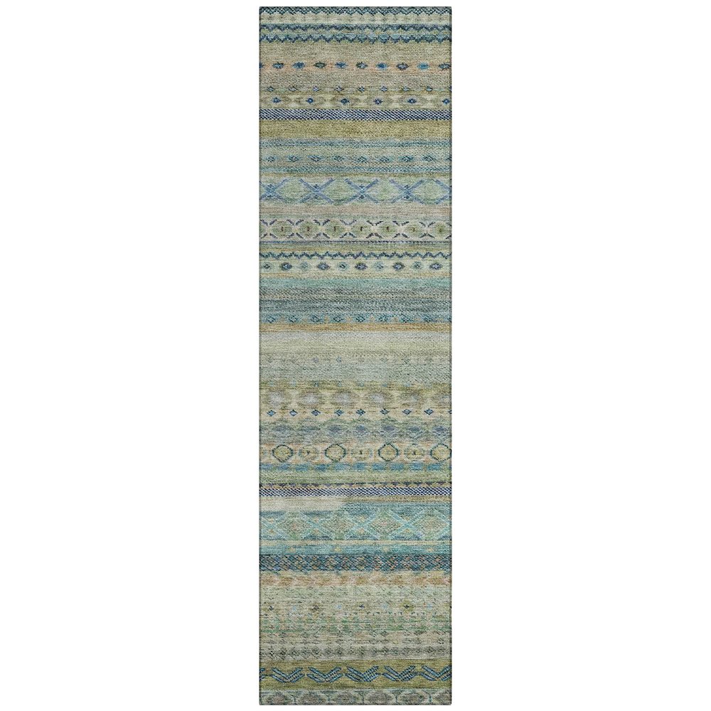 Machine Washable Indoor/Outdoor Chantille ACN2722 Green 2'3" x 7'6" Runner Rug. Picture 1