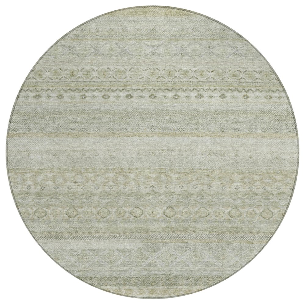 Machine Washable Indoor/Outdoor Chantille ACN2722 Brown 8' x 8' Round Rug. Picture 1