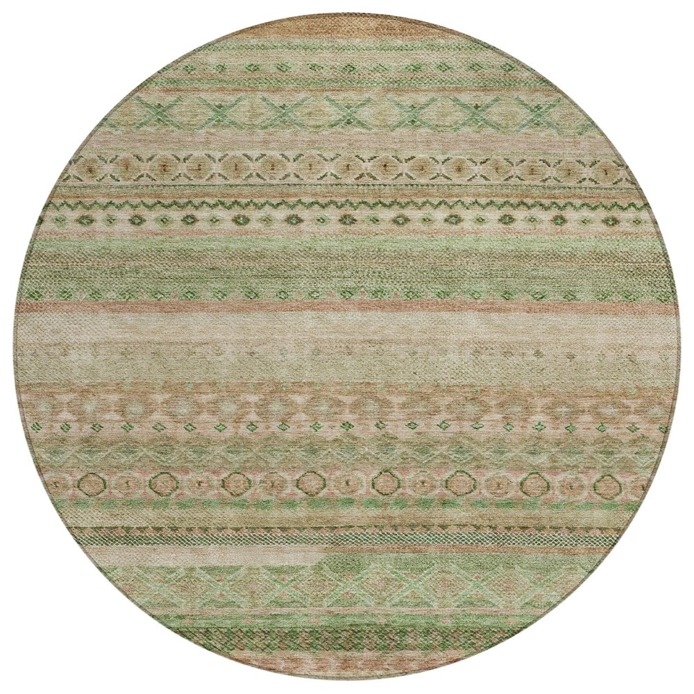 Machine Washable Indoor/Outdoor Chantille ACN2722 Orange 8' x 8' Round Rug. Picture 1