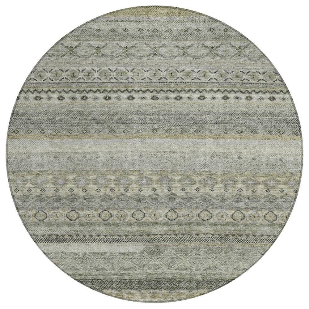 Machine Washable Indoor/Outdoor Chantille ACN2722 Gray 8' x 8' Round Rug. Picture 1