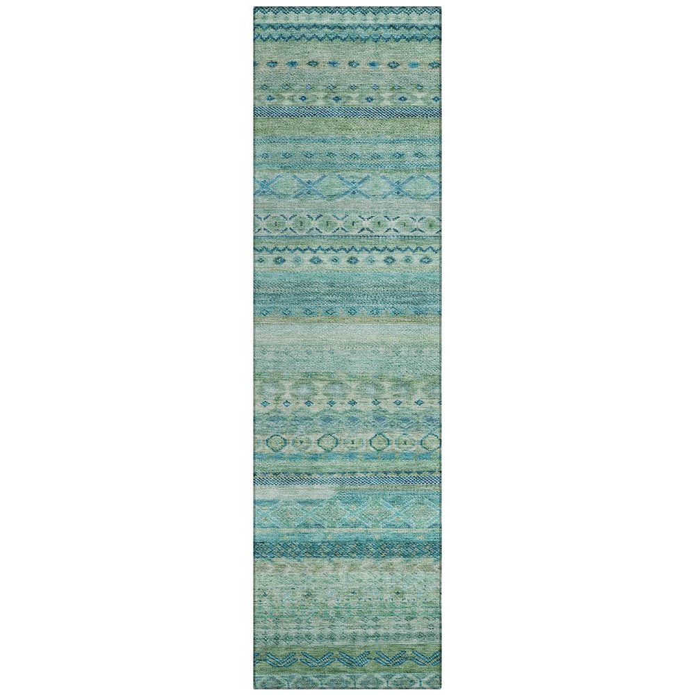 Machine Washable Indoor/Outdoor Chantille ACN2722 Teal 2'3" x 7'6" Runner Rug. Picture 1