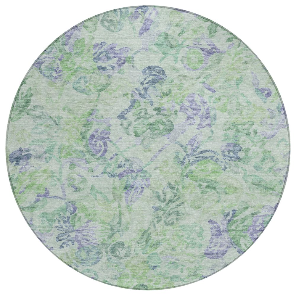 Machine Washable Indoor/Outdoor Chantille ACN2723 Green 8' x 8' Round Rug. Picture 1