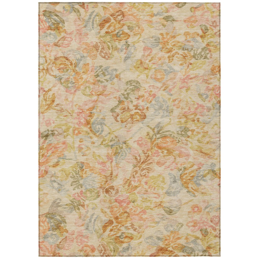 Machine Washable Indoor/Outdoor Chantille ACN2723 Orange 3' x 5' Rug. Picture 1