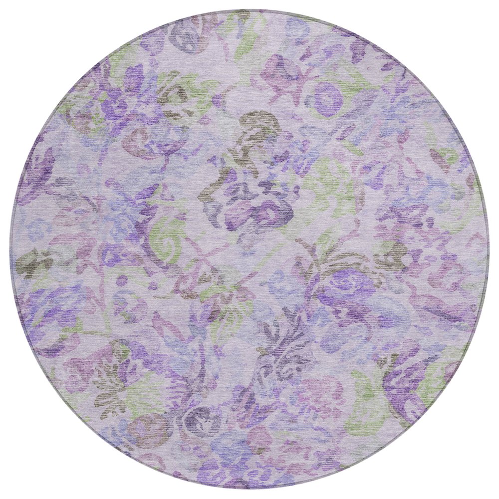 Machine Washable Indoor/Outdoor Chantille ACN2723 Purple 8' x 8' Round Rug. Picture 1