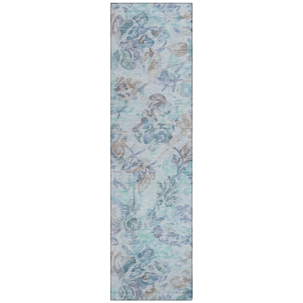 Machine Washable Indoor/Outdoor Chantille ACN2723 Teal 2'3" x 7'6" Runner Rug. Picture 1