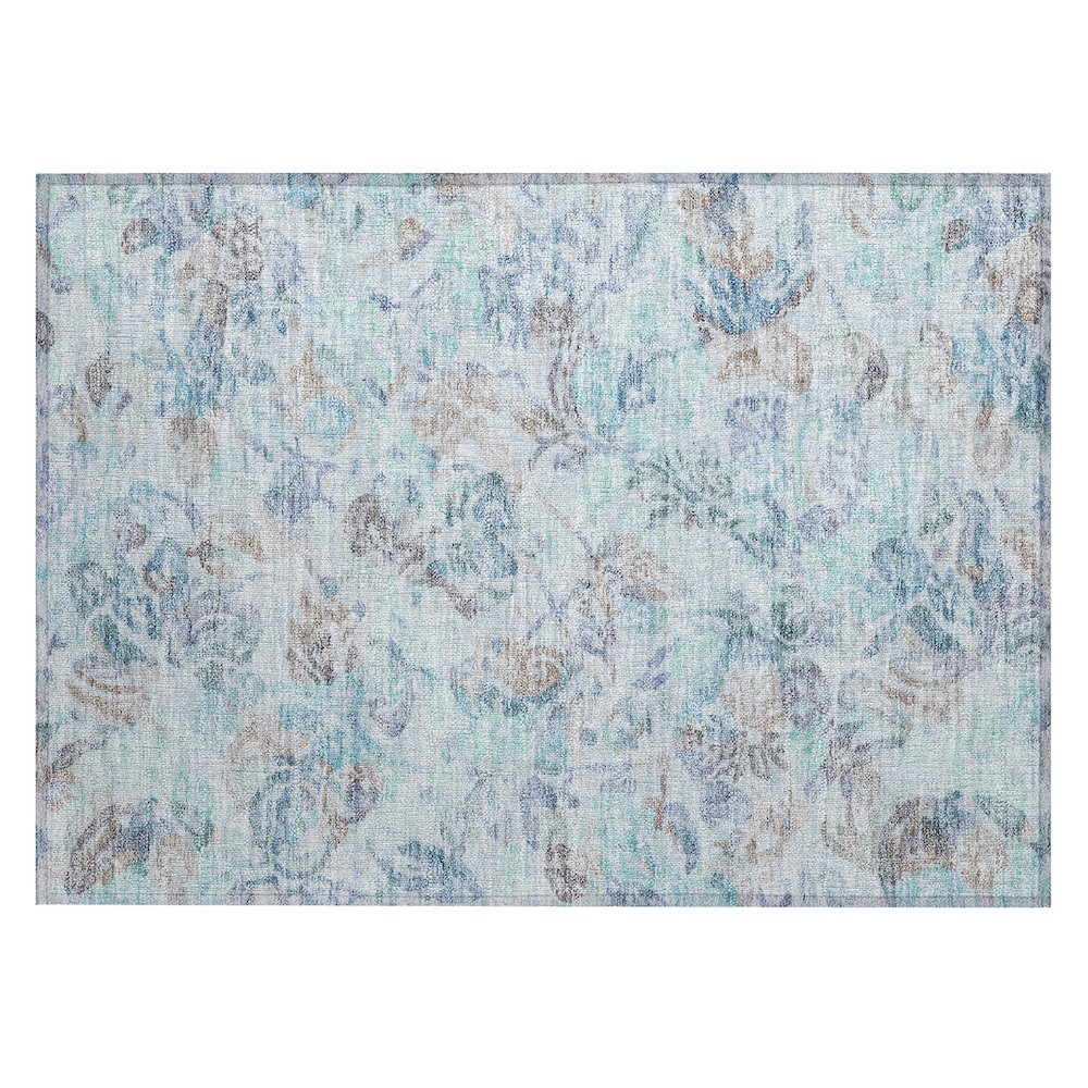 Machine Washable Indoor/Outdoor Chantille ACN2723 Teal 1'8" x 2'6" Rug. Picture 1