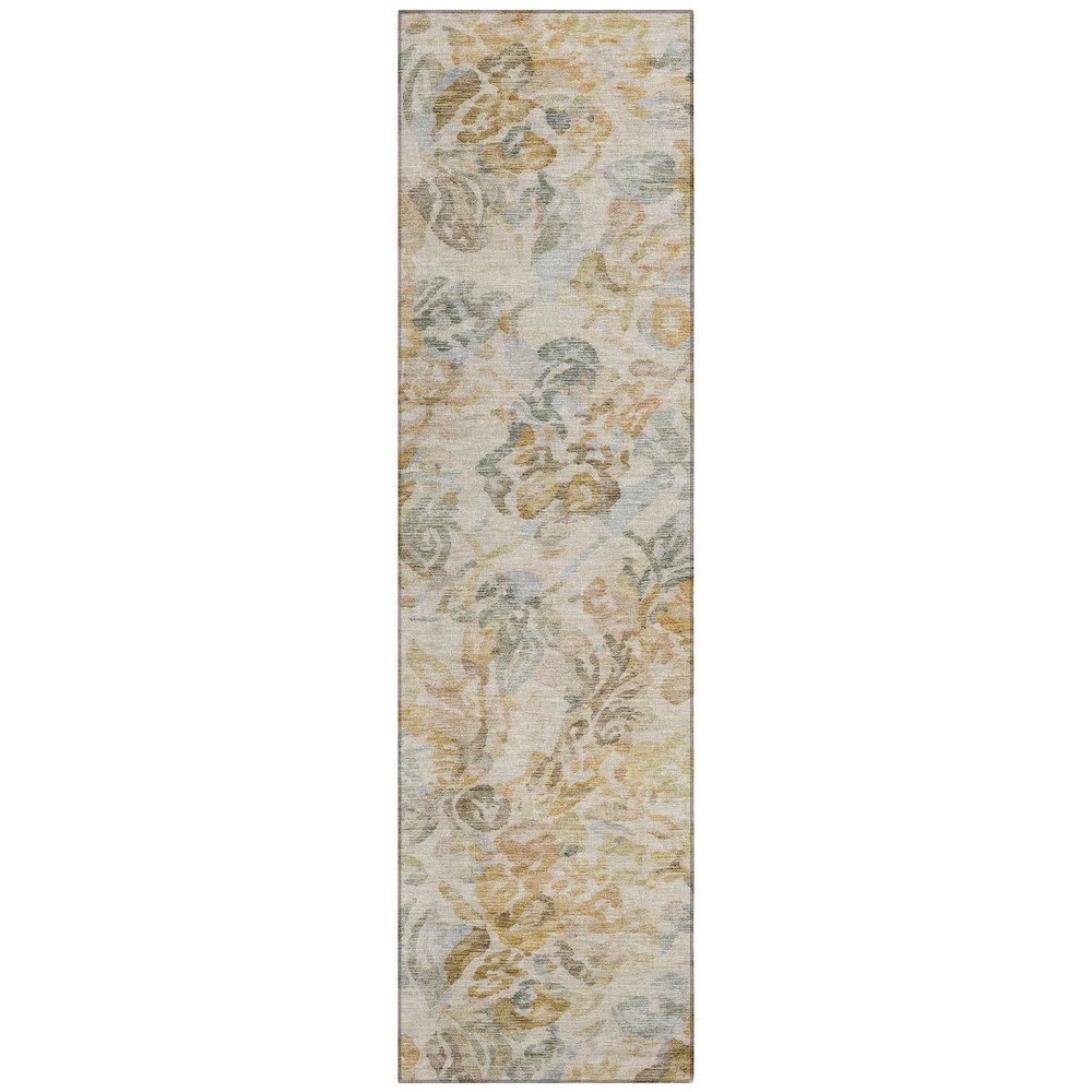 Machine Washable Indoor/Outdoor Chantille ACN2723 Gold 2'3" x 7'6" Runner Rug. Picture 1
