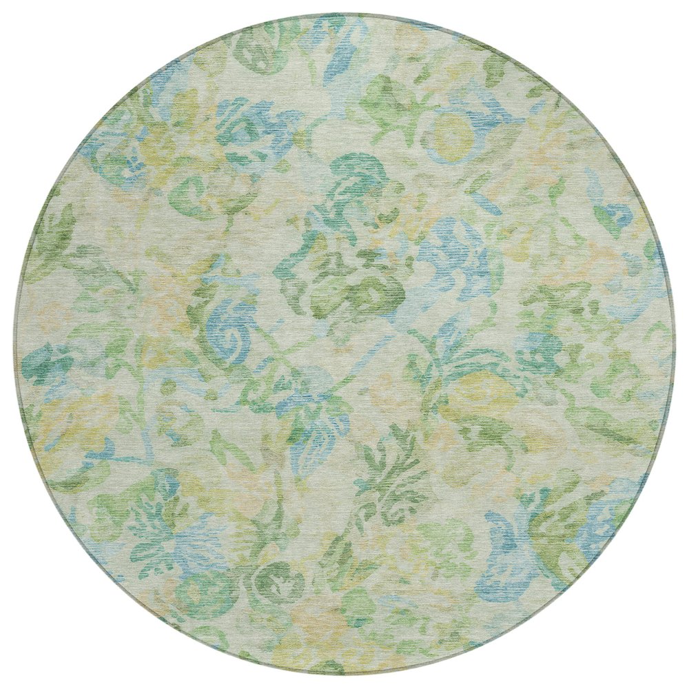 Machine Washable Indoor/Outdoor Chantille ACN2723 Gold 8' x 8' Round Rug. Picture 1