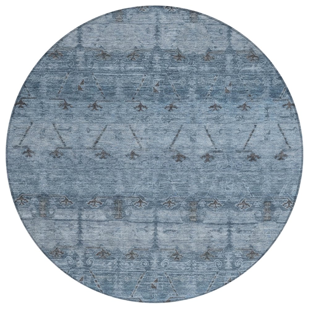 Machine Washable Indoor/Outdoor Chantille ACN2724 Blue 8' x 8' Round Rug. Picture 1