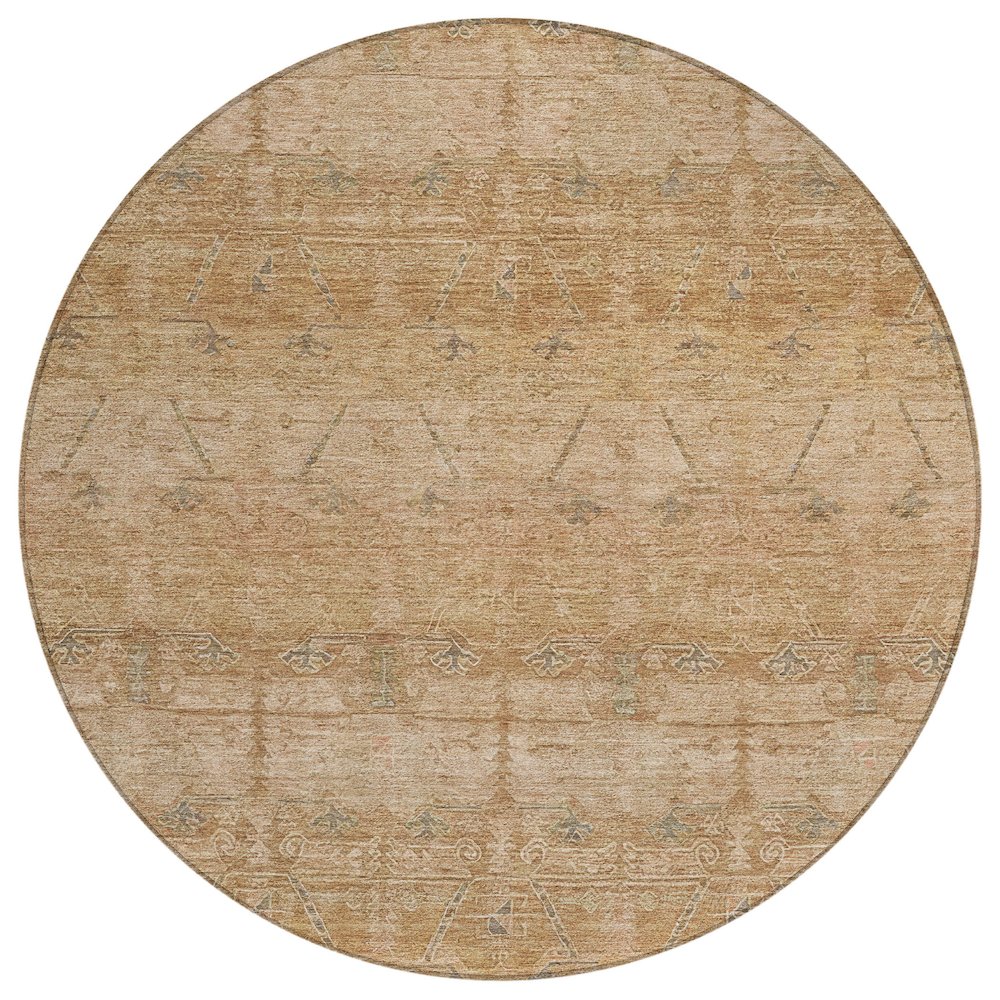 Machine Washable Indoor/Outdoor Chantille ACN2724 Orange 8' x 8' Round Rug. Picture 1