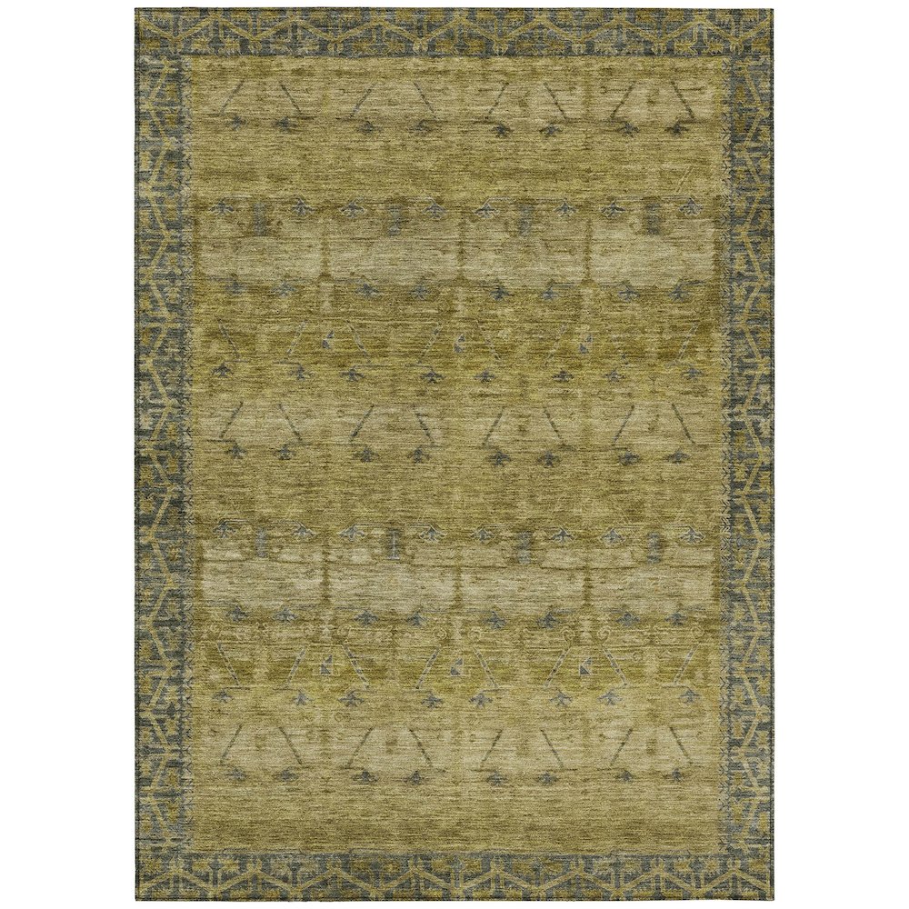 Machine Washable Indoor/Outdoor Chantille ACN2724 Gold 3' x 5' Rug. Picture 1