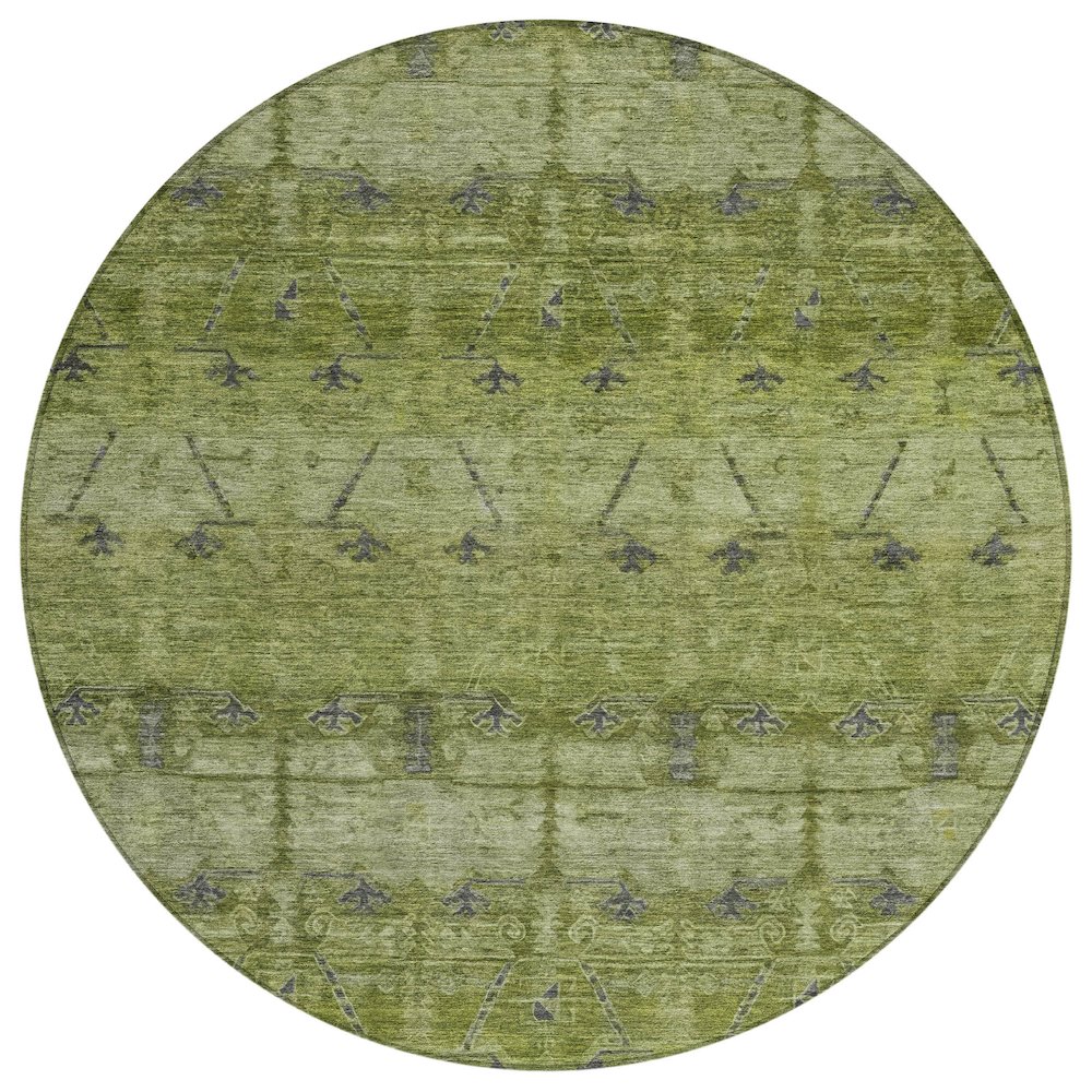 Machine Washable Indoor/Outdoor Chantille ACN2724 Green 8' x 8' Round Rug. Picture 1