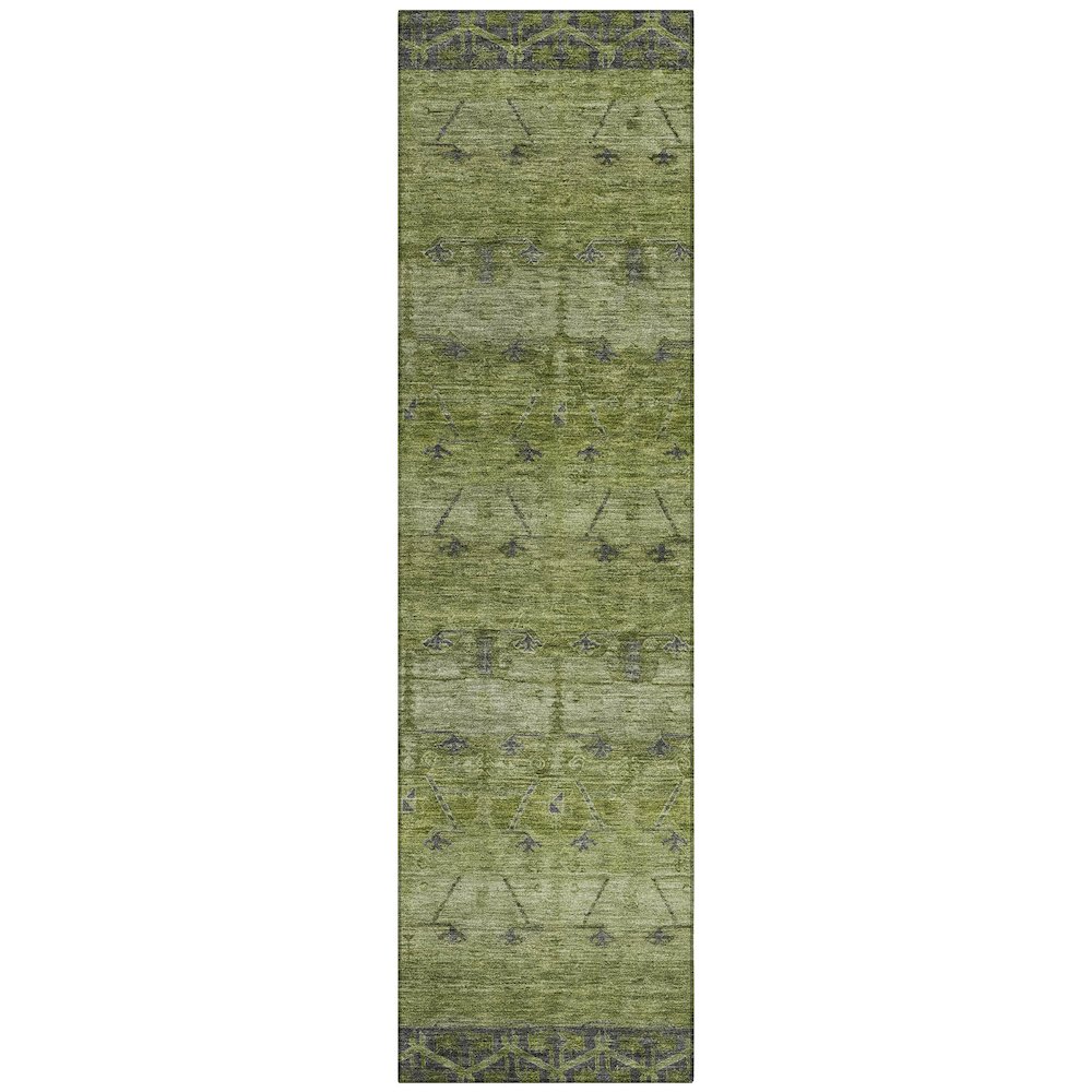 Machine Washable Indoor/Outdoor Chantille ACN2724 Green 2'3" x 7'6" Runner Rug. Picture 1