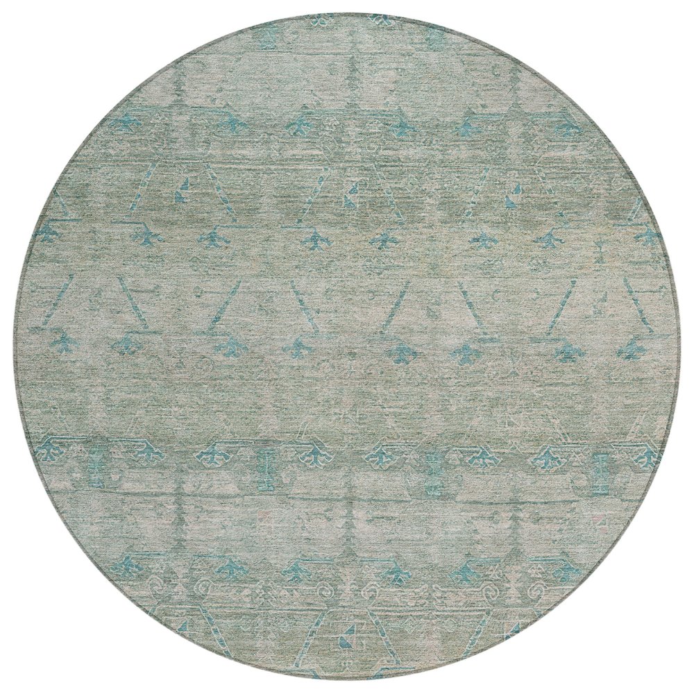 Machine Washable Indoor/Outdoor Chantille ACN2724 Teal 8' x 8' Round Rug. Picture 1