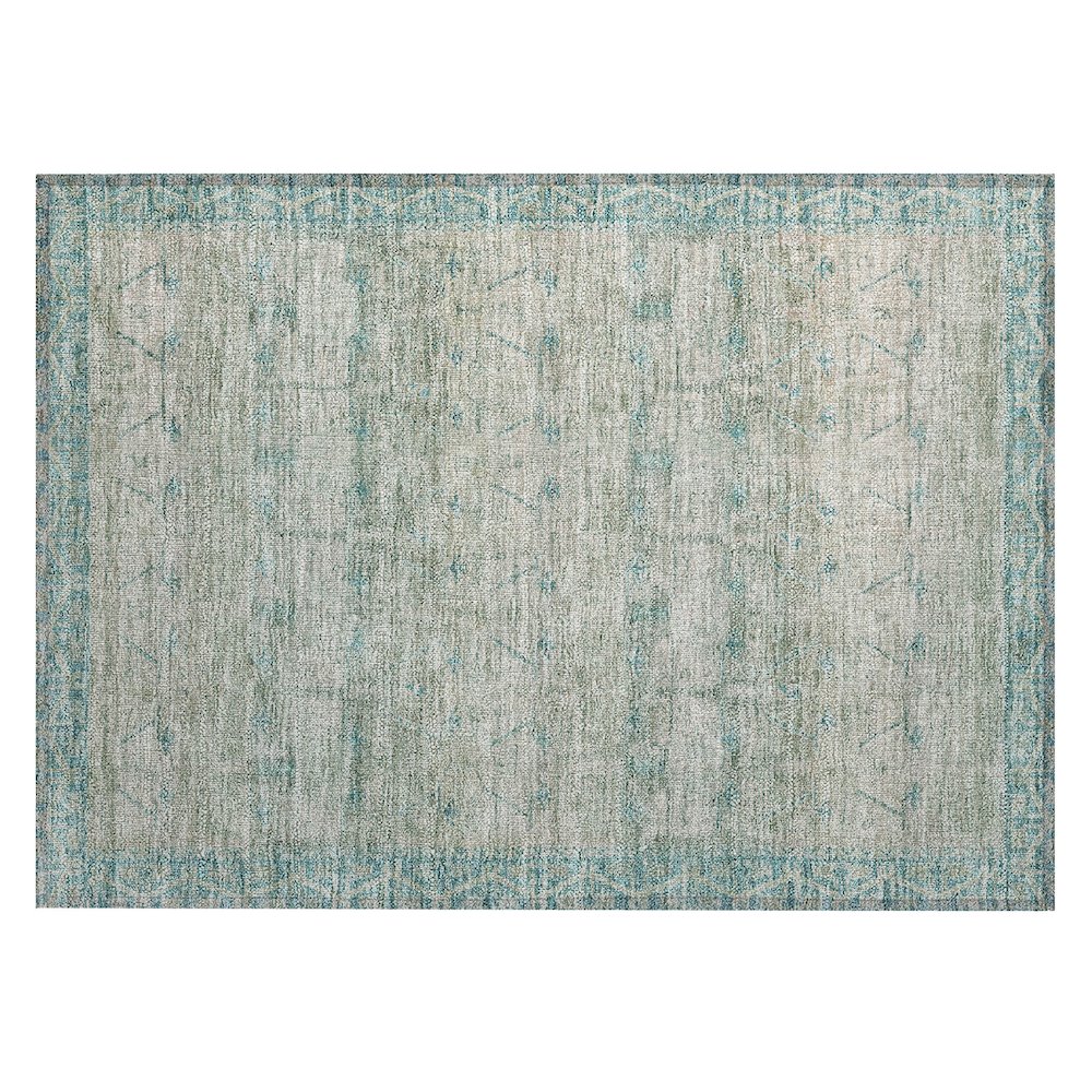 Machine Washable Indoor/Outdoor Chantille ACN2724 Teal 1'8" x 2'6" Rug. Picture 1
